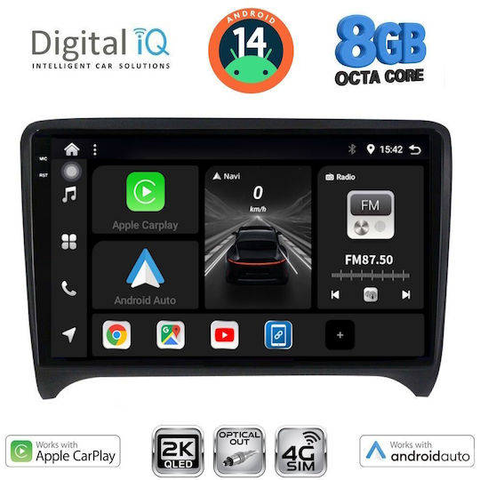 Digital IQ Car Audio System for Audi TT 2007-2015 (Bluetooth/USB/WiFi/GPS/Apple-Carplay/Android-Auto) with Touch Screen 9"