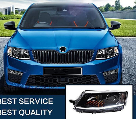 Μπροστινά Φανάρια Set Skoda Octavia Mk3 2014-2017 Drl Μαύρα Carner