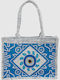Verde Fabric Beach Bag Blue