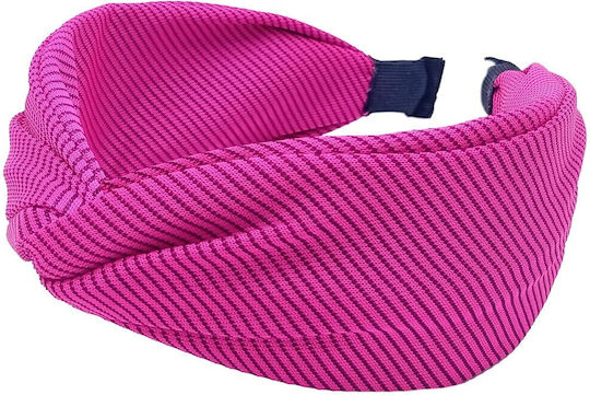 Ριγέ Στέκα Τουρμπάνι Μαλλιών Dark Hot Pink