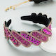 Retro Rhinestones Hair Headband Pink