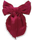 Satin Bow Pearls & Metallic Burgundy Clip