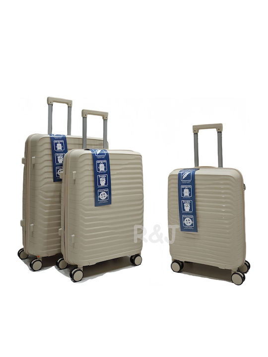 Felbags Βαλίτσες Ταξιδιού Σκληρές Μπεζ Χρώμα με 4 Ρόδες Σετ 3τμχ