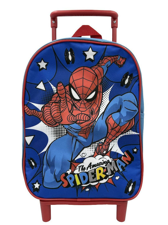 Spiderman School Bag Trolley Kindergarten Blue