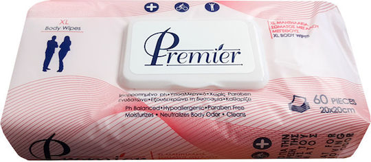 Premier Υγρά Μαντηλάκια Καθαρισμού Καπάκι 20 X 20cm 60 Τεμ