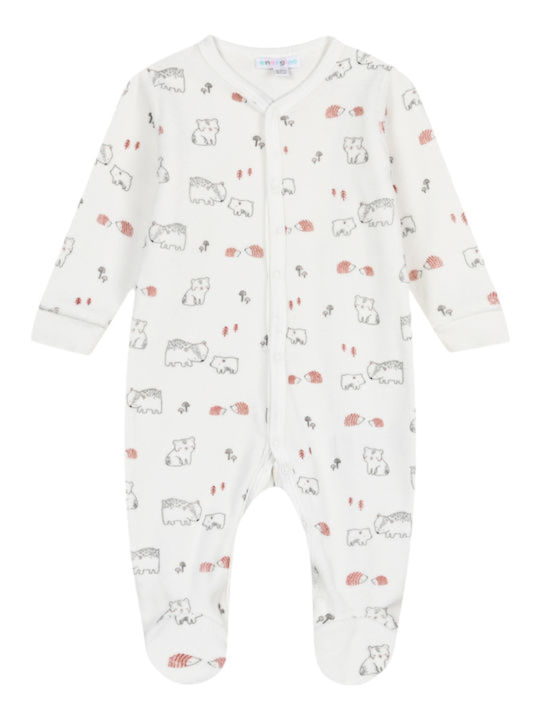 Energiers Baby Bodysuit Long-Sleeved Velvet Ecru