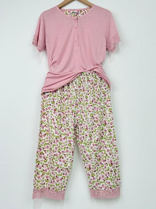 Cootaiya Sommer Damen Pyjama-Set Pink