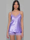 Milena by Paris Καλοκαιρινό Σατέν Babydoll Λιλά