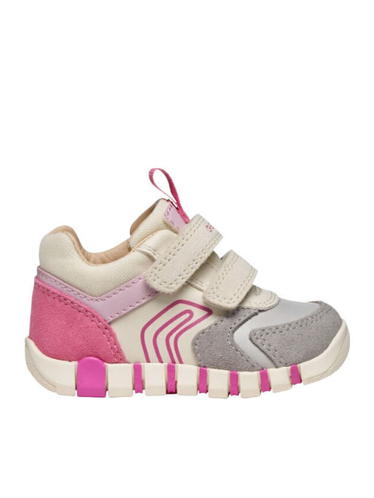 Geox Παιδικά Sneakers Ανατομικά με Σκρατς Γκρι