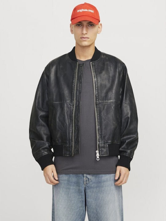Jack & Jones Leather Jacket Black 12278568 | Skroutz.mt