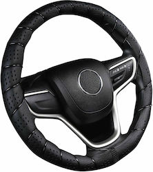 Husă Volan Auto cu Diametru 35-41cm din Piele ecologică Negru cu Cusătură Neagră Husă Volan Auto cu Diametru 35-41cm din Piele ecologică Negru cu Cusătură Neagră