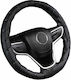 Car Steering Wheel Cover with Diameter 35-41cm made of Leatherette Black with Black Stitching