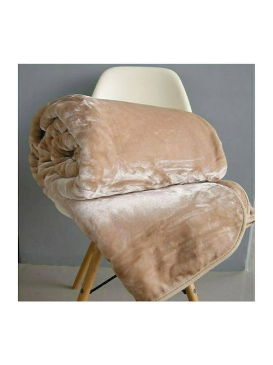 Flamingo Weiche Samtige Decke Übergröße 220x240cm Mocca