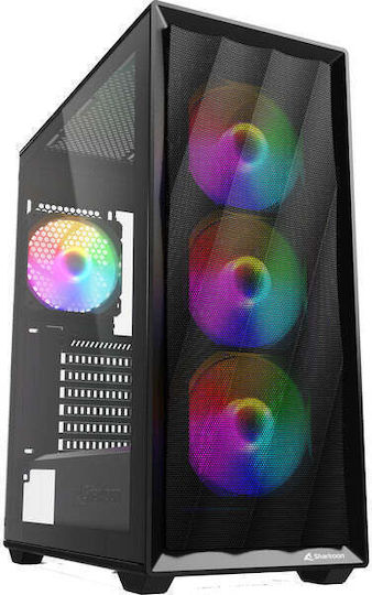 Sharkoon VK4 Rainbow Gaming Midi Tower Computer Case with Side Window and RGB Lighting Black