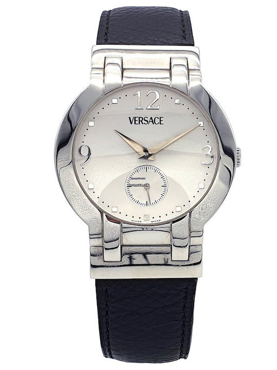 Versace Γυναικείο Ρολόι Μπαταρίας με Μαύρο Δερμάτινο Λουράκι