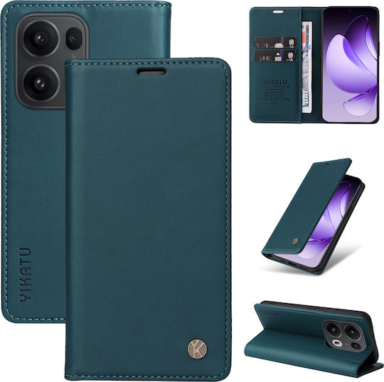 Yikatu Книга Изкуствена кожа / Силикон Зелен (Oppo Reno13 Pro 5G YIKATU)