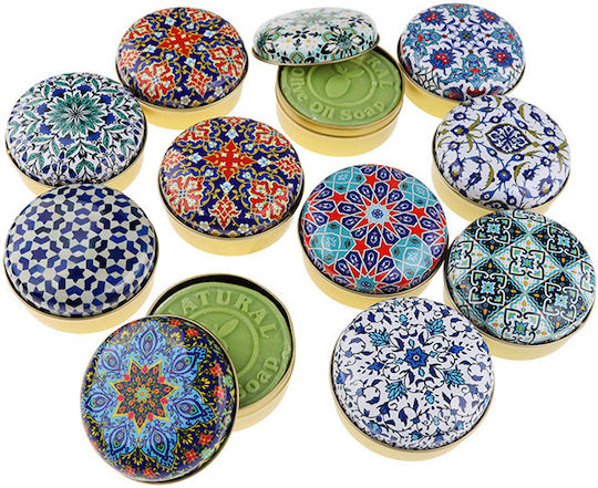 Yakamoz Μεταλλικά Κουτιά Σαπούνι Ελιάς Mandala 10cm