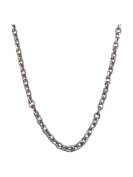 Kalliopi Silver Necklace Double from Steel with Diamond
