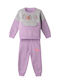 Kids Sweatpants Set White-Purple 2pcs