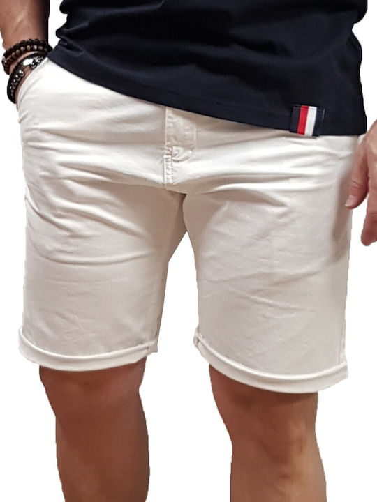 Rebase Ανδρική Βερμούδα Chino Off White, White