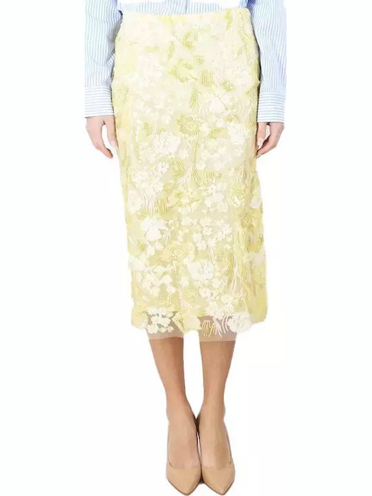 Ermanno Firenze Pencil Skirt with Tulle Light Yellow