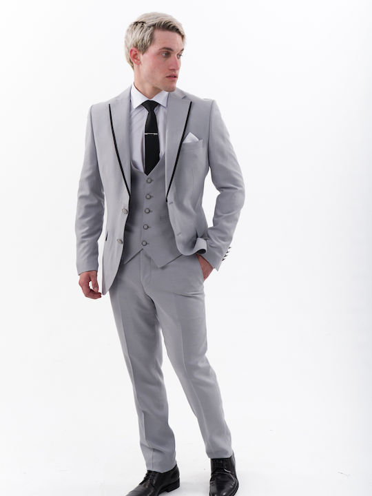 Herrenanzug mit Weste Light Grey