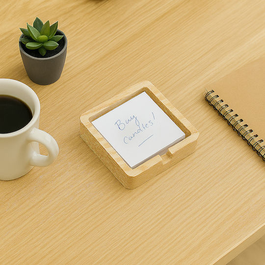 Office Organizer Note Papers 9*9cm Desk Stand Solid Wood Handmade Desk Holder