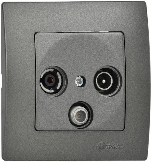 Lillium Πριζα Sat-tv Τερματ Ανθρακι Ματ Makel 2-m32050066