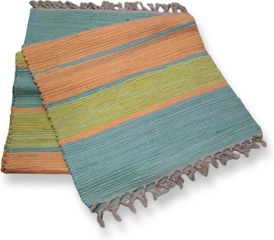 Baumwolle mit Fransen Orange-turquoise