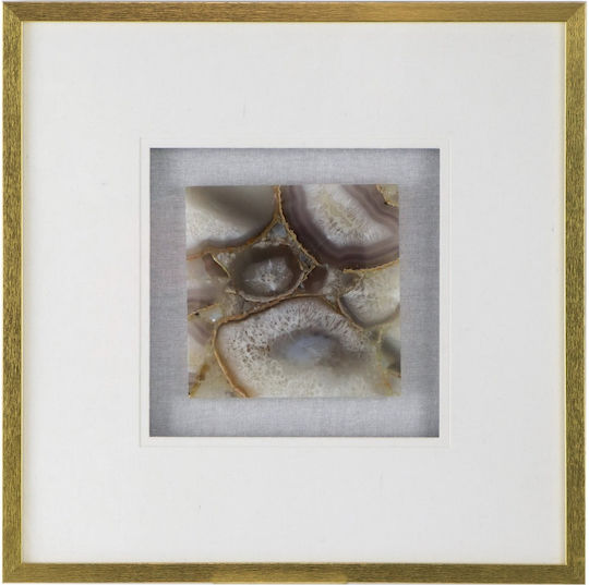 Artekko Agate Decorative Painting Agate Golden Frame 60x60x3 Cm