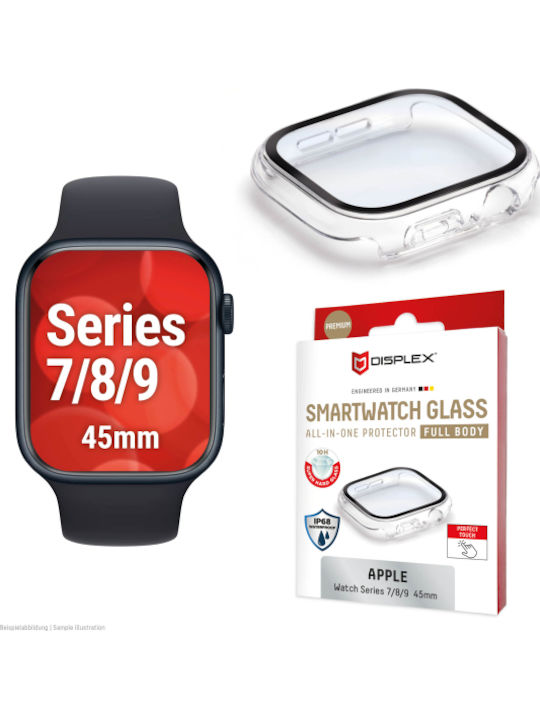 Displex Full Body Glass Protector Apple Watch Series 7 8 9 45mm Transparent