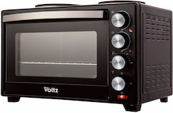Voltz Electric Countertop Oven 48lt with 2 Burners Black