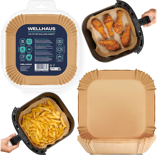 Wellhaus Αντικολλητικά Χαρτιά για Air Fryer 16x16εκ. 50τμχ