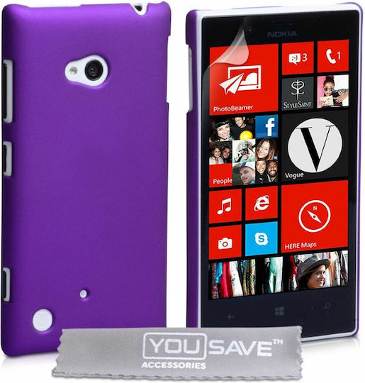 YouSave Accessories Yousave Back Cover Πλαστικό Σετ με Τζαμάκι Μωβ (Lumia 720)
