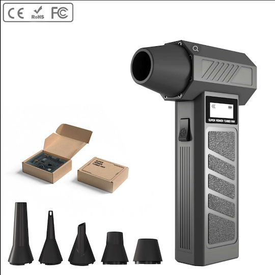 Turbo Wireless Compressed Air Cleaning Gun 130000rpm with LED Display Rechargeable 5 Nozzles
