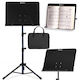 Suprimo D3 Set Music Stand Sheet Holder Adjustable Foldable Black Gig Bag Set 82-146 cm Up to 10 kg + Cover Foldable Tripod Orchestra Music Stand Sheet Music Carrying Case 820 1460 mm