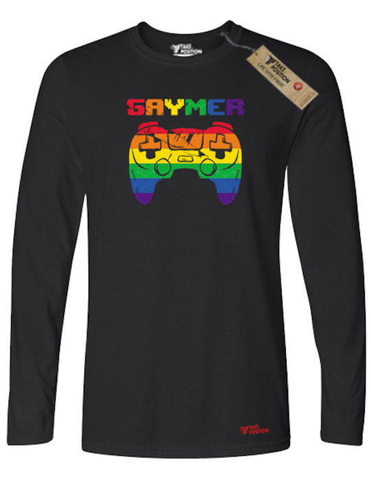 Men's Long Sleeve Printed Blouse Gaymer Black – Takeposition Pride Edition