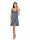 Miss Rosy Summer Satin Women's Nightdress Petrol