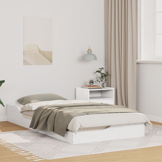 Single Bed Base Wooden White with Slats for Mattress 75x190cm