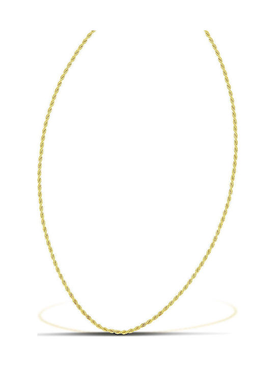 Themelidis Jewels Ανδρική Ασημένια Αλυσίδα Λαιμού Στριφτή Επιχρυσωμένη Λεπτή Πάχους 1.5mm και Μήκους 45cm