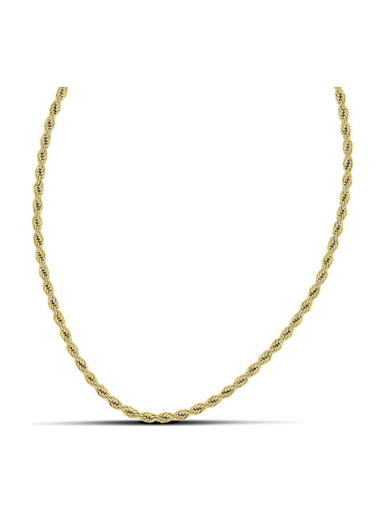 Themelidis Jewels Chain Neck Spiral made of Stainless Steel Gold-plated Thin Thickness 3mm and Length 45cm