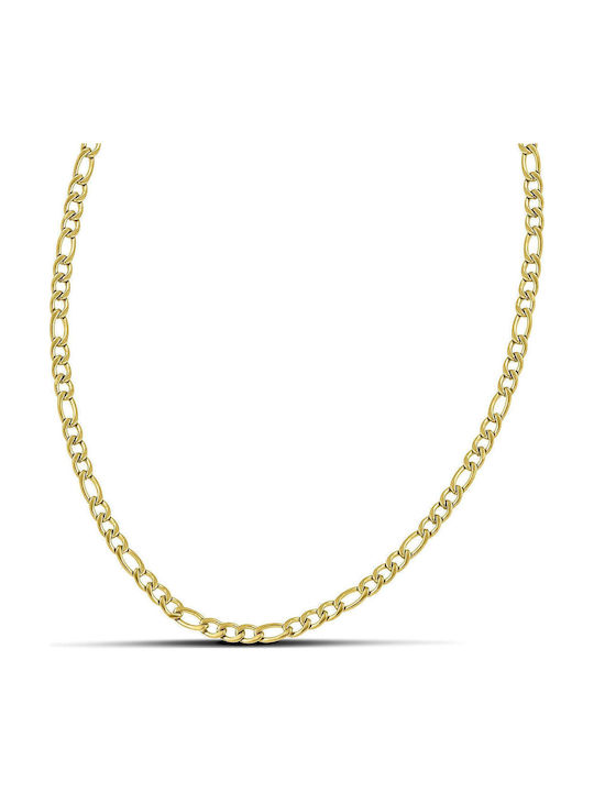 Themelidis Jewels Chain Neck made of Stainless Steel Gold-plated Thin Thickness 3.8mm and Length 65cm