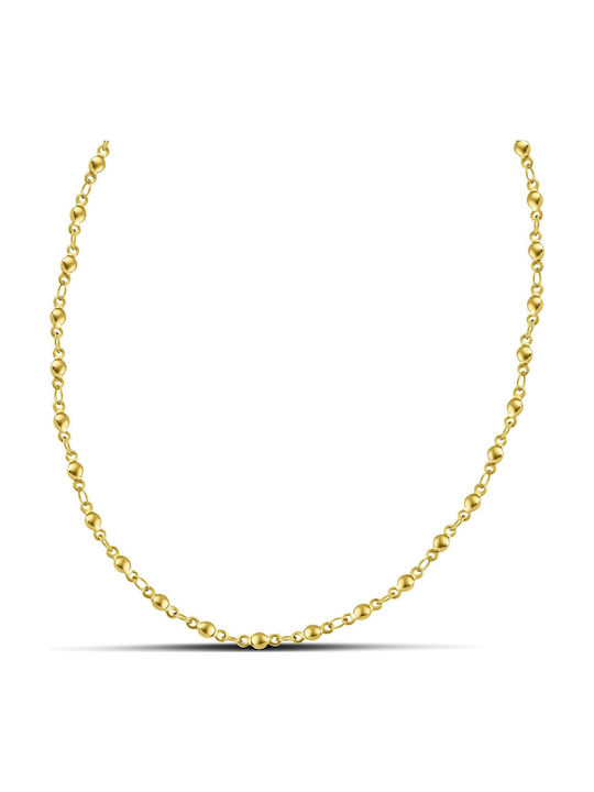 Themelidis Jewels Chain Neck made of Stainless Steel Gold-plated Thin Thickness 3.5mm and Length 55cm