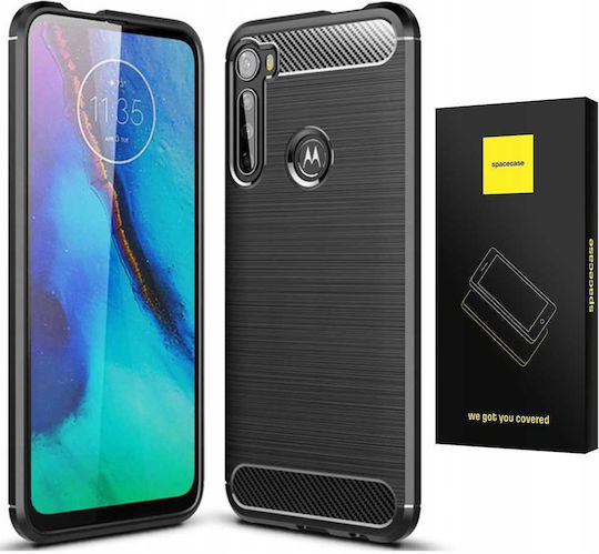 Spacecase Carbon Back Cover Σιλικόνης Μαύρο (Motorola One Fusion Plus)