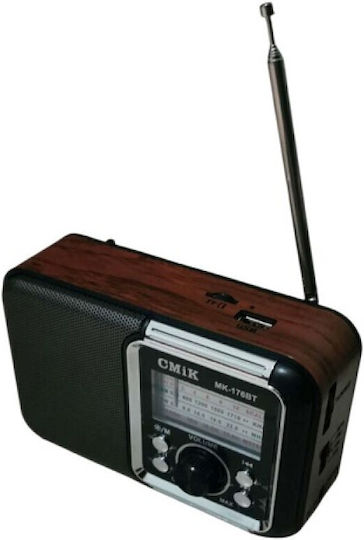 Cmik MK-176BT Retro Φορητό Ραδιόφωνο Επαναφορτιζόμενο με USB Καφέ