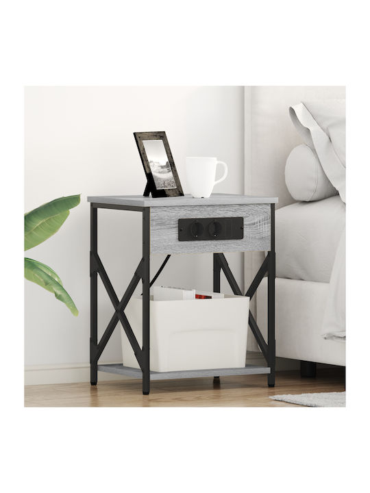 Wooden Bedside Table Grey Sonoma 41x31x51cm
