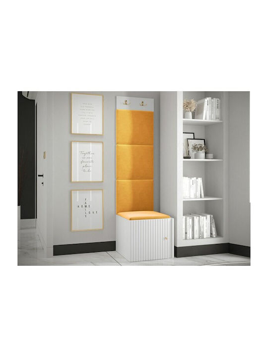 Hartford 386 Mobilier de Intrare cu Oglindă & Cuier White, Yellow 42x46x186cm
