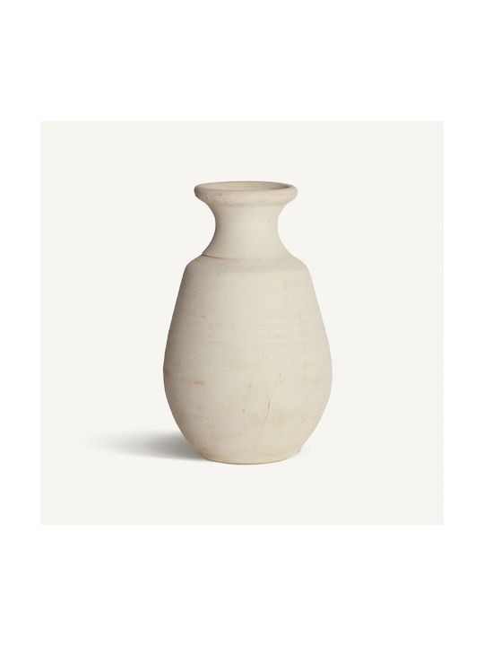 Decorative Ceramic Ecru Vase Vical Width 16cm Depth 16cm Height 31cm