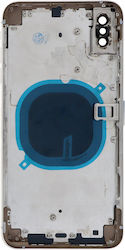 Apple iPhone XS Max Middle Frame Battery Door Back Bezel + Small Parts White Logo OEM Apple iPhone XS Max Middle Frame Battery Door Back Bezel + Small Parts White Logo OEM