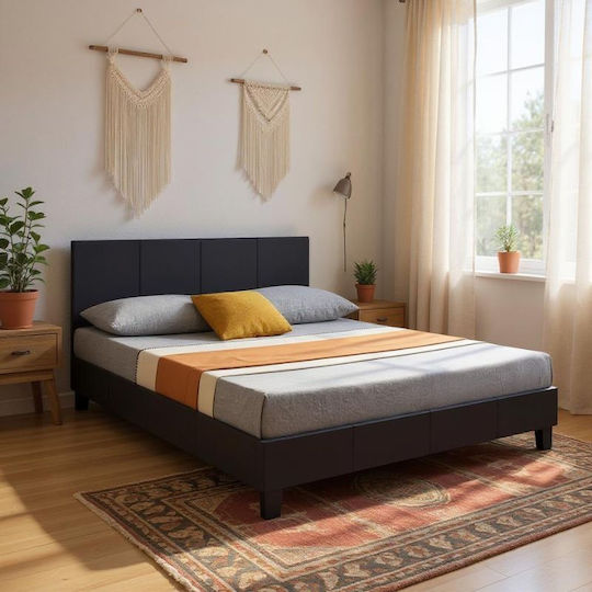 Flat Κρεβάτι Διπλό για Στρώμα 140x190cm Μαύρο Ματ Flat Κρεβάτι Διπλό για Στρώμα 140x190cm Μαύρο Ματ